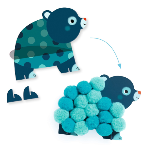 Gioco creativo Pon Pon - Collage di pon-pon - Animali e cerchi