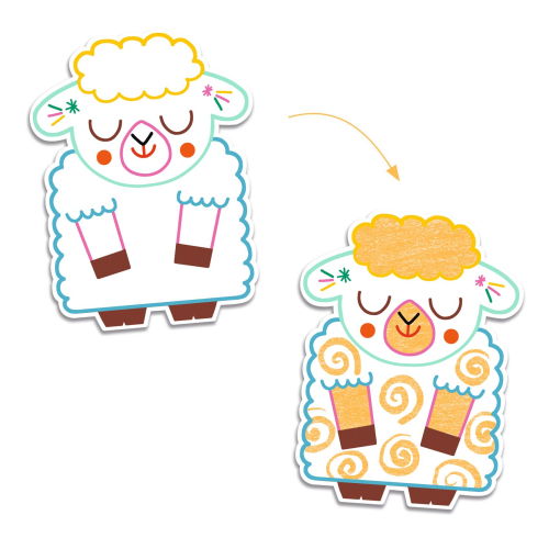 Gioco di colori - 12 sagome da colorare e 1 matita grande - Animali domestici