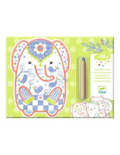 Gioco di colori - 12 sagome da colorare e 1 matita grande - Animali selvatici