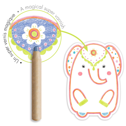 Gioco di colori - 12 sagome da colorare e 1 matita grande - Animali selvatici