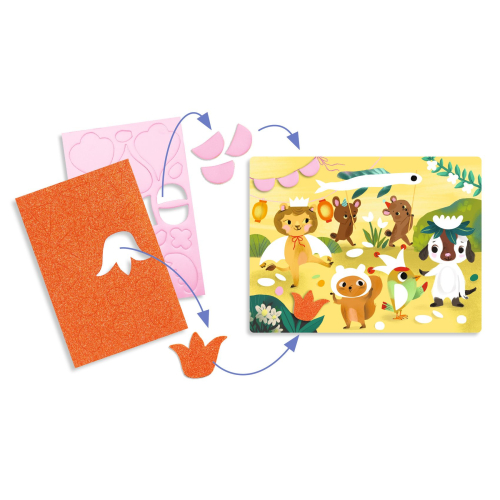 Gioco creativo - scatola con adesivi di gommapiuma - La Festa Scintillante