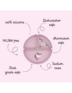 Piatto con ventosa in silicone - Unicorno Sparkly