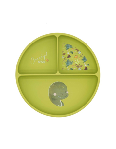 Piatto con ventosa in silicone - Dinosauro Cracky