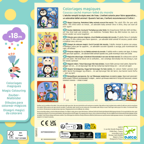 Disegni magici da colorare con acqua - Cucù! Cuccioli dal mondo