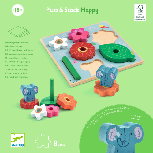 Gioco puzzle in legno - Puzzle&Impilabile Happy