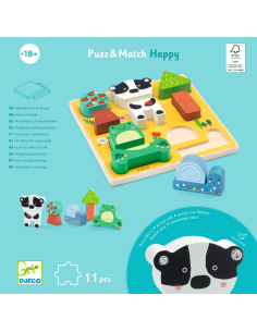 Gioco puzzle in legno - Puzzle&Match Happy 2