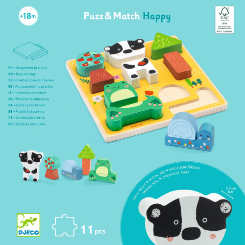 Gioco puzzle in legno - Puzzle&Match Happy