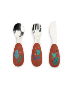 Set posate in silicone e acciaio inox - La foresta Mawa 2