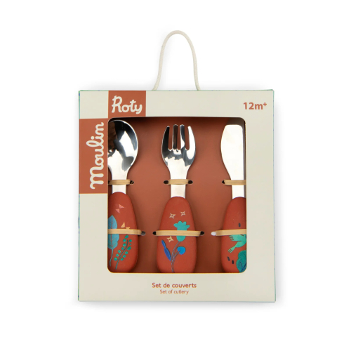 Set posate in silicone e acciaio inox - La foresta Mawa