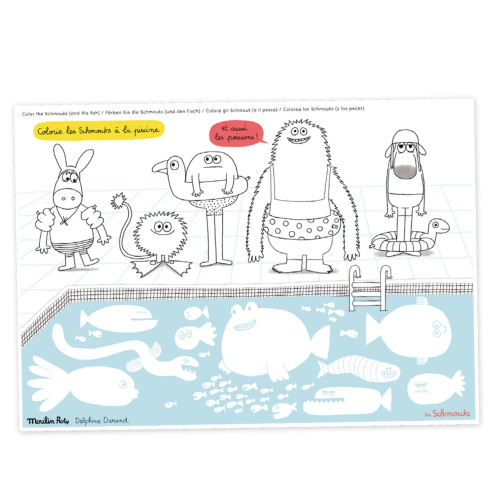 Set 40 tovagliette da colorare con attività - Les Schmouks