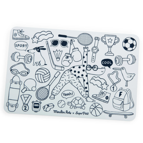 Mini tovaglietta in silicone da colorare con pennarelli - Sport