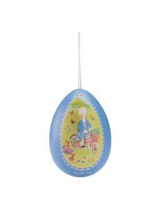 Uovo piccolo in latta - Blu - 13 cm