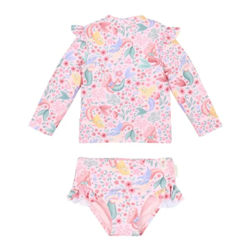 Costume due pezzi - Maglia manica lunga e costume slip - UPF 40 - Marmaid Pink