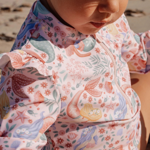 Costume due pezzi - Maglia manica lunga e costume slip - UPF 40 - Marmaid Pink