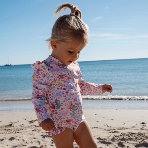 Costume due pezzi - Maglia manica lunga e costume slip - UPF 40 - Marmaid Pink