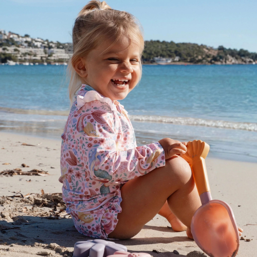 Costume due pezzi - Maglia manica lunga e costume slip - UPF 40 - Marmaid Pink