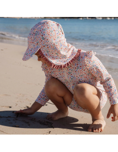Cappello da mare con falda protettiva - Floral Pink 2