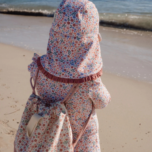 Cappello da mare con falda protettiva - Floral Pink
