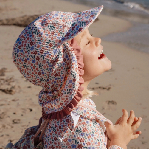 Cappello da mare con falda protettiva - Floral Pink