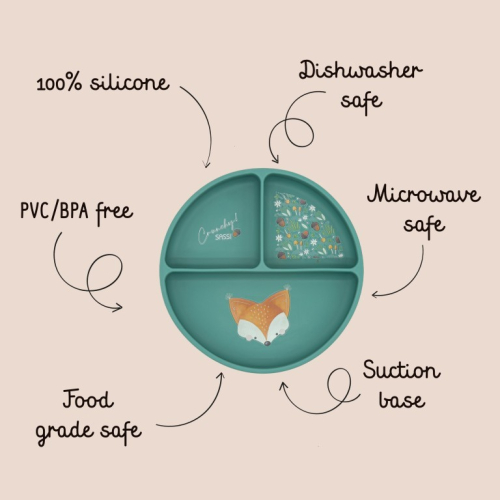 Piatto con ventosa in silicone - Volpe Crunchy