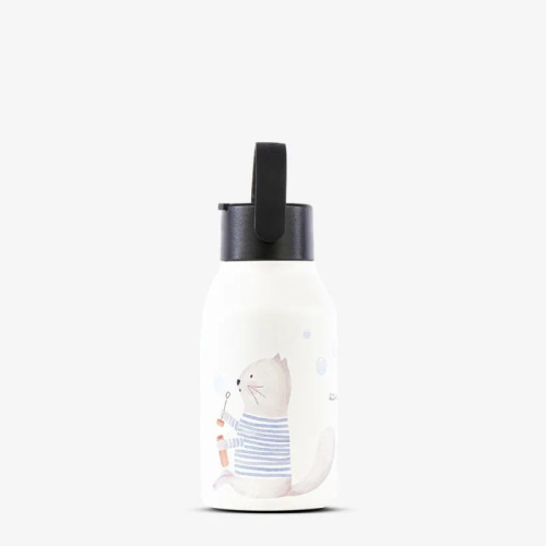 Borraccia termica in acciaio inox 350 ml con cannuccia coperta - Cat Bubbles