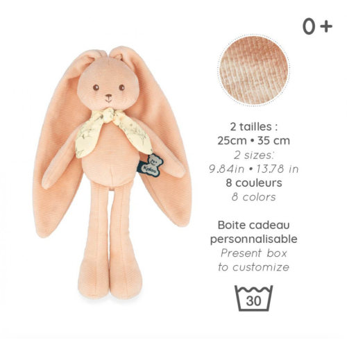 Peluche CONIGLIETTO Pesca 25CM con elegante scatola