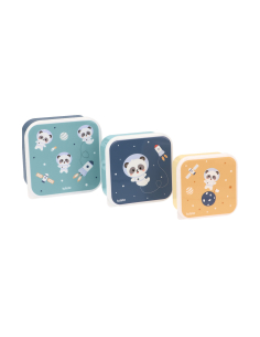 Set di 3 Scatoline Snack - Pandas in Space
