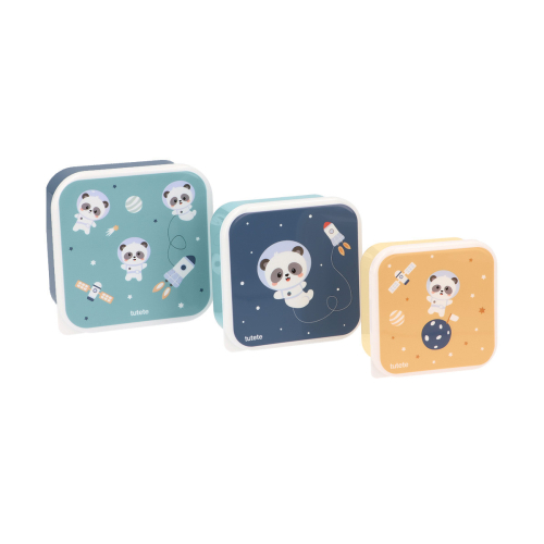 Set di 3 Scatoline Snack - Pandas in Space