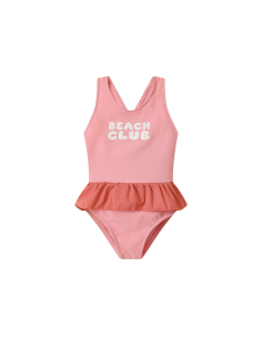 Costume Intero Incrociato con Volanti - Stripes Bloom & Blush