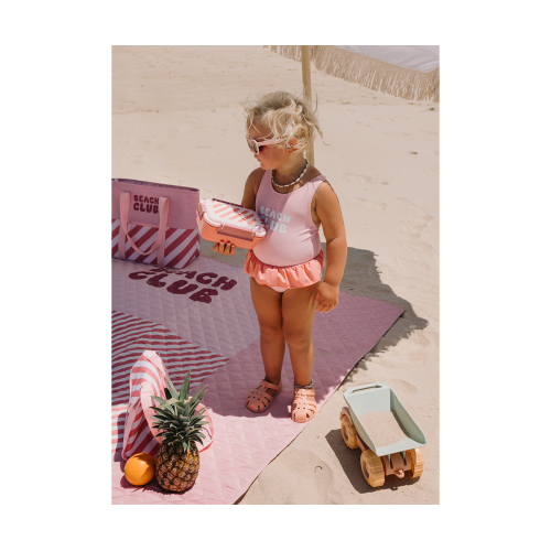 Costume Intero Incrociato con Volanti - Stripes Bloom & Blush