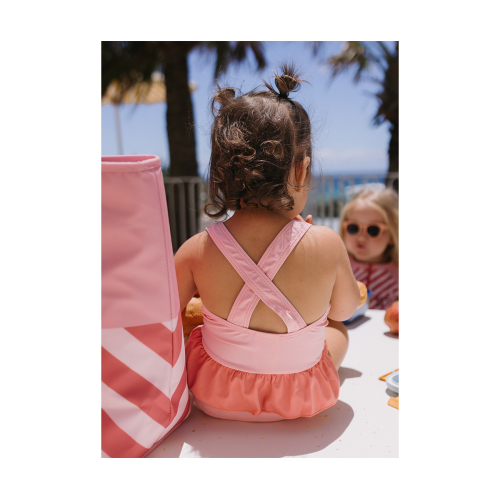 Costume Intero Incrociato con Volanti - Stripes Bloom & Blush