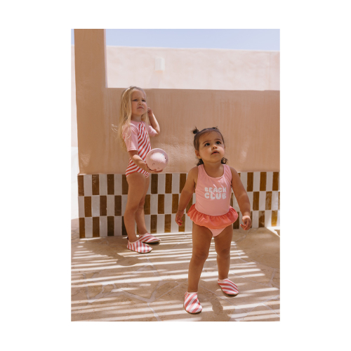 Costume Intero Incrociato con Volanti - Stripes Bloom & Blush