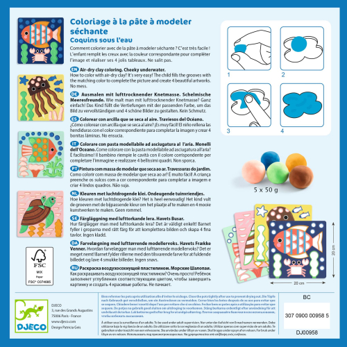 Set per Colorare con pasta modellabile ad asciugatura all’aria – Monelli dell’Oceano