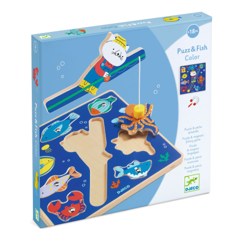 Puzzle in legno con pesca magnetica - Puzz & Fish Color