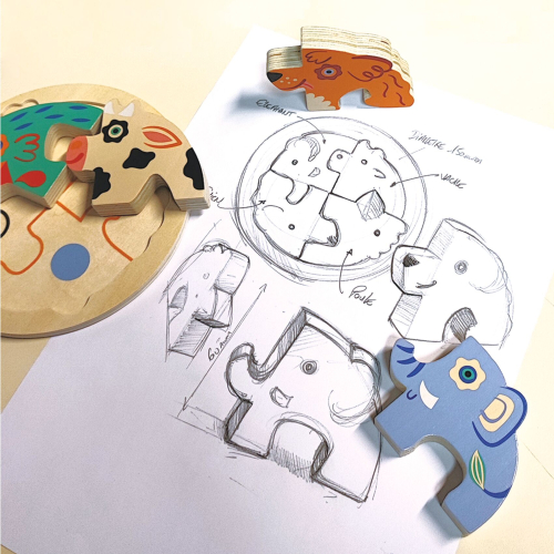 Puzzle rotondo in legno - Cane Rondo Dog