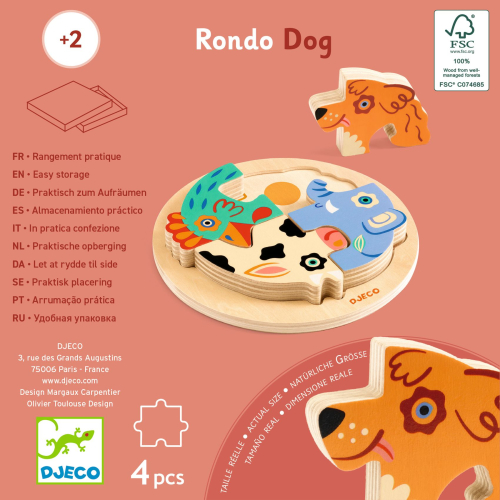 Puzzle rotondo in legno - Cane Rondo Dog