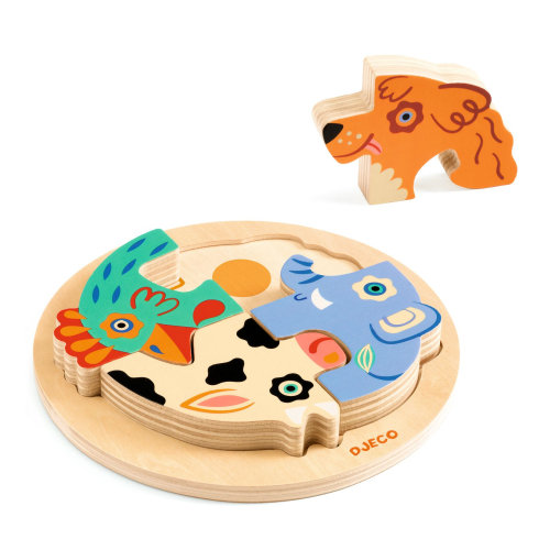 Puzzle rotondo in legno - Cane Rondo Dog