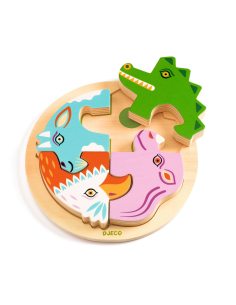 Puzzle rotondo in legno - Coccodrillo Rondo Croco