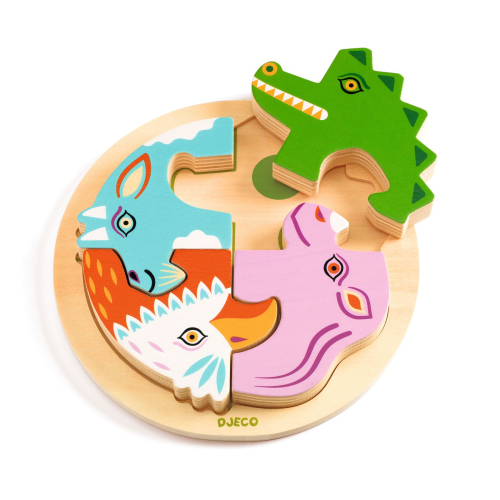 Puzzle rotondo in legno - Coccodrillo Rondo Croco
