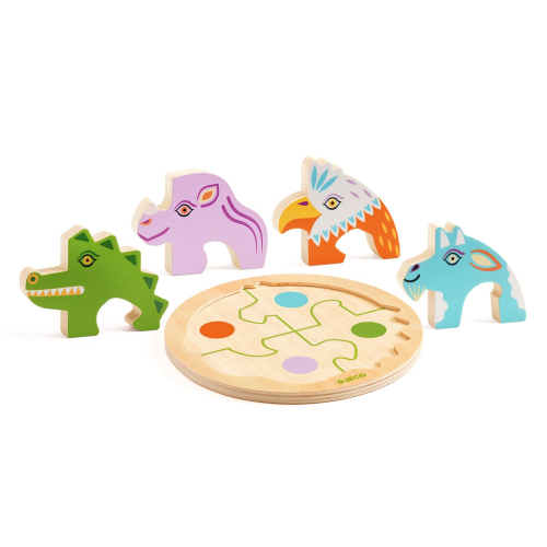 Puzzle rotondo in legno - Coccodrillo Rondo Croco