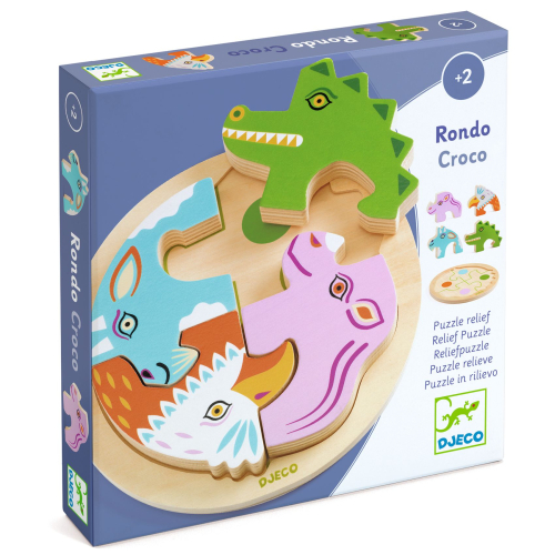 Puzzle rotondo in legno - Coccodrillo Rondo Croco