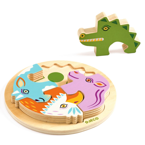 Puzzle rotondo in legno - Coccodrillo Rondo Croco
