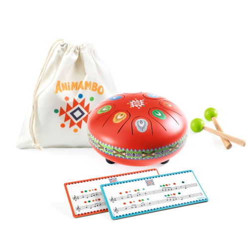 TAMBURO - Metal Drum - Strumento a percussione in metallo per bambini - Rosso