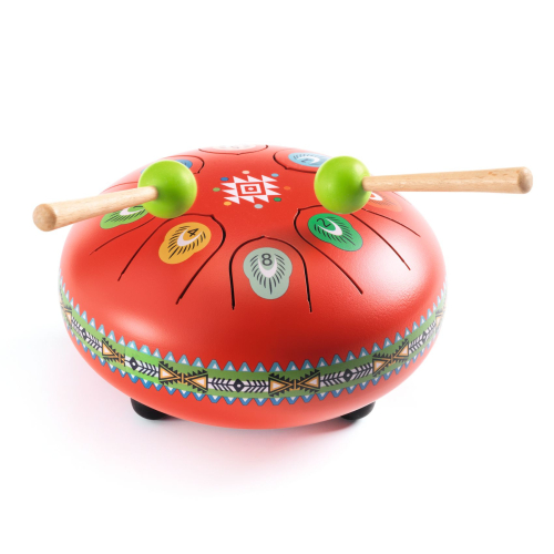 TAMBURO - Metal Drum - Strumento a percussione in metallo per bambini - Rosso