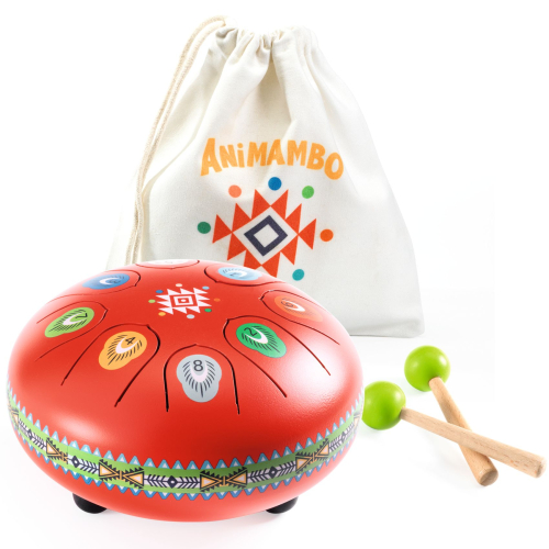 TAMBURO - Metal Drum - Strumento a percussione in metallo per bambini - Rosso