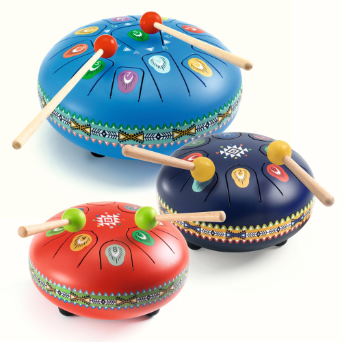 TAMBURO - Metal Drum - Strumento a percussione in metallo per bambini - Rosso