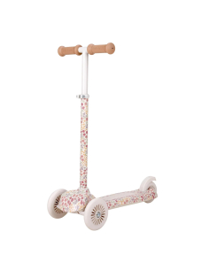 Monopattino 3 ruote - Off White - Bianco con fiorellini rosa