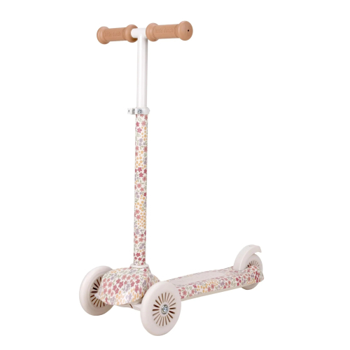 Monopattino 3 ruote - Off White - Bianco con fiorellini rosa