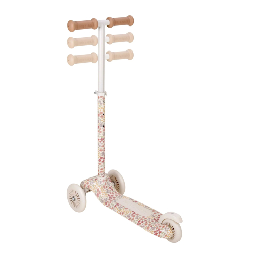 Monopattino 3 ruote - Off White - Bianco con fiorellini rosa