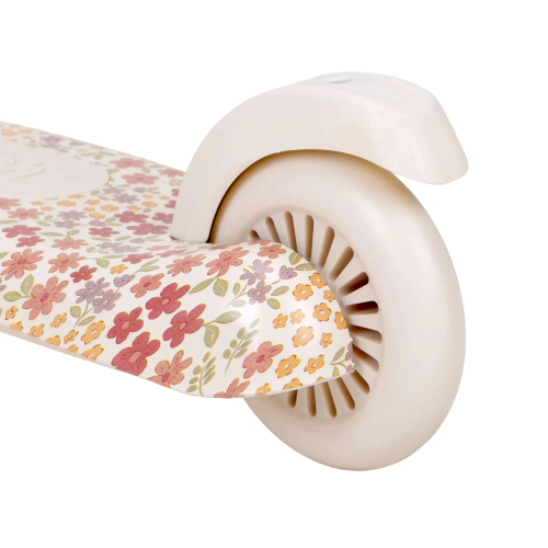 Monopattino 3 ruote - Off White - Bianco con fiorellini rosa